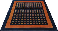 Loribaft Teppich Orient Perser Rug Gabbeh Dunkelblau Orange Design Sondergröße