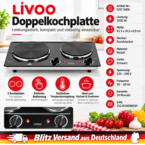 Doppelkochplatte 2500w - doppelkochplatte,