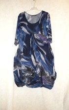 💖 Champagne Beulen-Ballon Kleid Strick Jersey Lagenlook Blau 42-44-46-48 