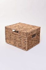 VIVANNO Korb mit Deckel "Kira" aus Wasserhyazinthe, 34 cm, Natur