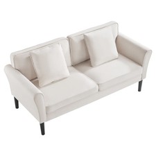Uimoso Zweisitzer-Sofa aus Cordstoff, 176 cm, Weiß, ideal für Schlafzimmer