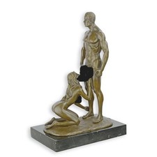 Bronzefigur Skulptur Bronze Statue Paar Liebespaar Akt auf Marmorsockel 32,4cm