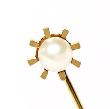Krawattennadel Anstecknadel 14 Karat 585 Gold Gelbgold Akoya Perle 1,36 g