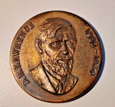 einseitige Bronze Medaille Großbritannien D.H.Lawrence 1885-1930 