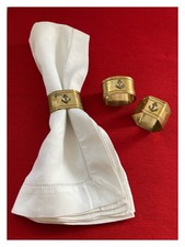 ❤️ ALT! 3er Set SERVIETTENRINGE Messingblech Motiv: Anker f. gedeckte Tafel