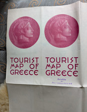 Griechenland Vintage Touristen Plan von 1956 Landkarte groß Faltblatt