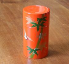 Teedose aus Japan mit Malerei Bambusdekor 2 Deckel 60er ? s. g. Zustand