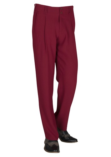Weinrote retro bundfaltenhose - retro,