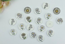 10 Knöpfe 20mm rund Margeriten Blumen Knopf Kinder Vintage Kinderknöpfe Blume