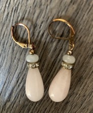 Ohrhänger Damen, als " Rosenquarz" gekauft. Tropfen und Kugel, Klappverschluß