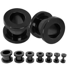 Single Flesh Tunnel Ohr Plug Piercing schwarz zum Schrauben Größe 1,2 - 25 mm