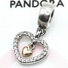 Pandora Charm Bicolor "Funkelnde Liebe" 791421 Herz Gold Silber Zirkonia 