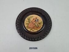 Kleiner Teller Holz Handbemalt Viktorianisches Paar Alt Vintage #251526