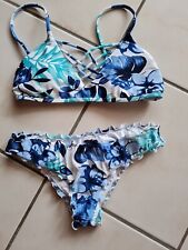 HOLLISTER Bikini  Oberteil  S, Hose XS, blau weiß türkis