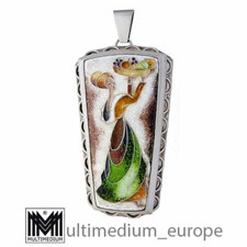 XXL Art Deco Silber Anhänger Cloisonné Emaille silver enamel pendant