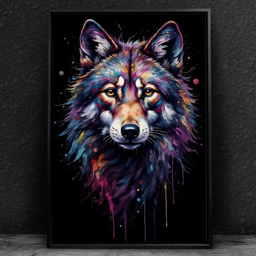 Wandbild bunte wolf - wandbild,,