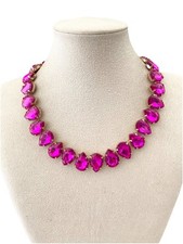 Damenkette Statement Collier Halskette Kurz Blogger Modeschmuck Goldfarben Pink