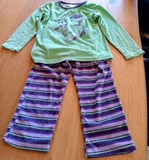 ++ POCOPIANO Frottee Schlafanzug grün mehrfarbig Gr. 116 | gebraucht
