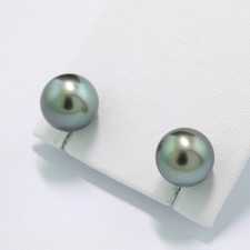 Perlen-Ohrringe 2  Tahitiperlen 10 mm  anthrazit 585-Weißgold NEU