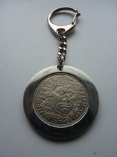 Schlüsselanhänger 5 DM  Kupfer Nickel Kölner Dom  Edelstahlring Panzerkette