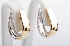 Neu Ohrringe in aus 750 18K Bicolor Gold Gelbgold Weißgold Schnappverschluss #