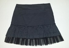 Tupfen Mini Rock schwarz mit Tüll & weiße Punkte Lolita Rockabilly Cosplay Gr. S