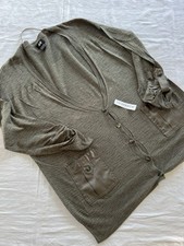 Cardigan Strickjacke Weste Pulli Longsleeve Khaki Grün S M 36 38
