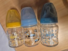2 x NUK + 1x  Babylove    Babyflaschen komplett.  120 ml  Glas