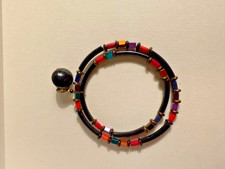 schwarz/bunte Creole , Ohrclip ca 8.5 cm