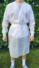 10 Stück Standard OP-Kittel, Spinnvlies, 40g/m², Größe XXL, weiß, auch zum Malen