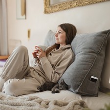 B-Ware Björn&Schiller Rückenkissen grau, 70 cm - Lesekissen für Bett und Sofa