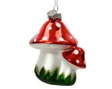 Christbaumschmuck Glas 7,5cm Fliegenpilze Weihnachtskugeln Weihnachtsbaumschmuck