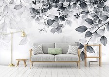 Fototapete Blätter Schwarz Weiß Natur VLIES TAPETE XXL + KLEISTER 371