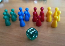 20 Spielfiguren in vier Farben + 1 Augenwürfel Kunststoff Ersatz Spiele Zubehör