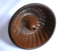 alte Steingut Ton Kuchenform um 1910 Braun glasiert Kugelhupf Backform