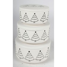 3tlg Weihnachts-Dolomit Keksdosen Gebäckdose Küchenaufbewahrung Set mit Deckel