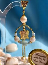 Anhänger Schildkröte JADE AQUAMARIN PERLE Sommer Geburtsstein MÄRZ JUNI WAAGE ua