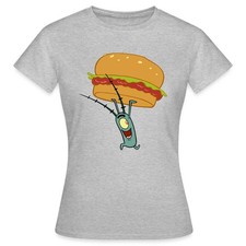 Spongebob Schwammkopf Plankton Mit Hamburger Frauen T-Shirt