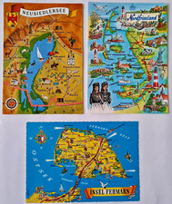 Postkarten Lot 3 x Landkarte Nordfriesland Neusiedlersee Insel Fehmarn Map Cards