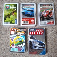 5x Quartett, Trumpf: Dinosaurier, Autos, Motorräder, Helicopter, Blaulicht ...