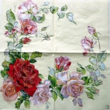 3 lose Servietten ~ Rosen Kranz Röschen Blüten Blumen