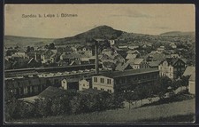 Sandau b. Leipa, Panorama mit Fabrik, Ansichtskarte 1918 