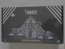 Bialetti Moka Express Espressokocher, 2 Tassen, inkl. Untertassen, Schwarz