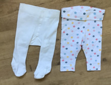 H&M u. TOPOMINI Baby Set 2x Hose u. Strumpfhose Gr. 50/56 weiß u. gepunktet TOP
