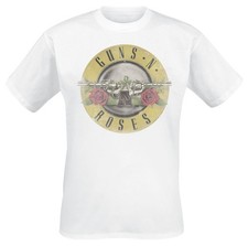 Guns N' Roses T-Shirt Herren Distressed Bullet weiß Band-Merch, Bands