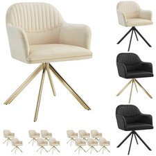 Drehstuhl Esszimmer mit Armlehnen Bürostuhl Samt Küchenstuhl Wohnzimmerstuhl