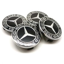 4PCS 75mm für Mercedes-Benz hubcaps centre caps Schwarz Nabendeckel Felgendeckel