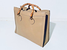 Vintage Gucci Bamboo „Diana“ XXL Leder-Handtasche Shopper Henkeltasche in Beige