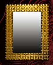 3-D RAHMENSPIEGEL MAURO WANDSPIEGEL GOLD AUS HOLZ 85x65 cm Kristall-Form Spiegel