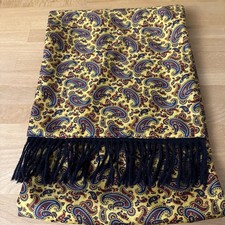 Atwardson Herrenschal Wolle Seide Dunkelblau Gelb Paisley 140x27 cm